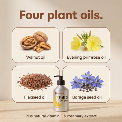 Four plant oils in GAIABITE: walnut, evening primrose, flaxseed and borage seed oils, plus natural vitamin E and rosemary extract.
